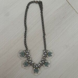 Anthropologie Teal and Silver Statement Necklace